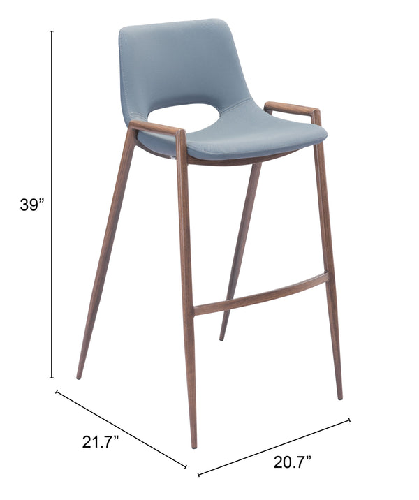 Desi Barstool (Set of 2) Blue & Walnut