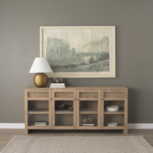 Suri Light Brown Wood w/ Glass Doors Sideboard