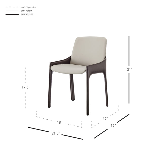 Stella Faux Leather Dining Side Chair, Taupe/Dark Brown