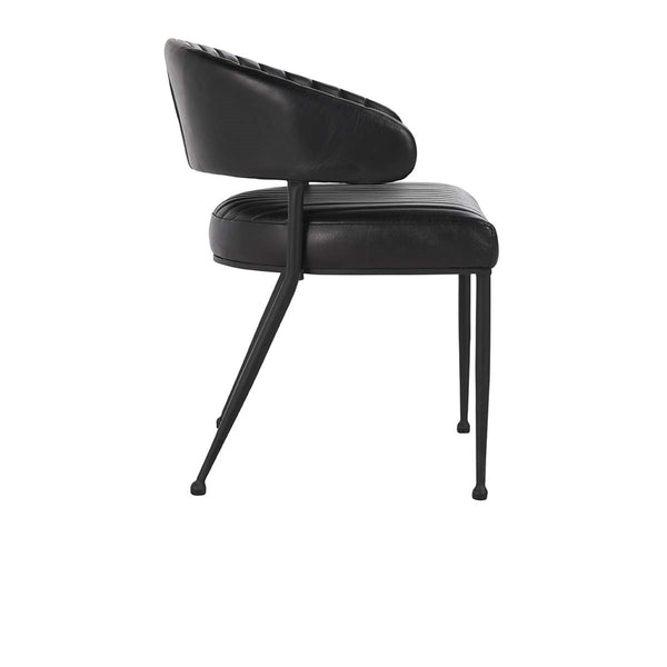 Umbria Leather Dining Chair with Iron Legs - Midnight Raven