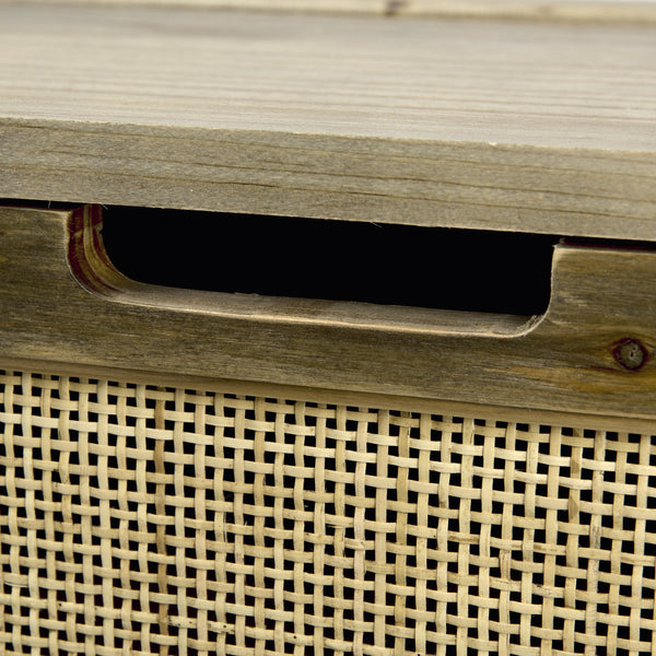 Sonny 23.6L x 15.7W x 13.8H Set of Two Brown Wood and Wicker W/ Metal Detail Rectangular Boxes