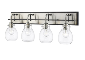 Kraken 4 Light Vanity in Matte Black + Brushed Nickel Finish