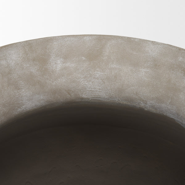 Utari Short Gray Brown w/ White Detailing Ceramic Floor Vase