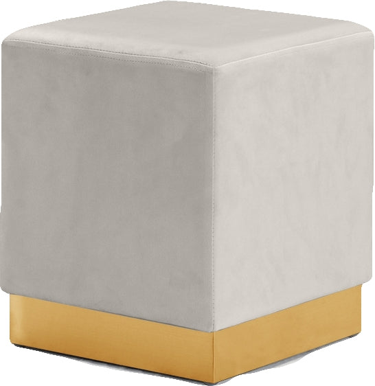 Daniel Ottoman/Stool In Cream Velvet