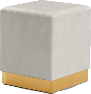 Daniel Ottoman/Stool In Cream Velvet
