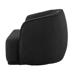 Steward Fabric Swivel Accent Chair In Boucle Black