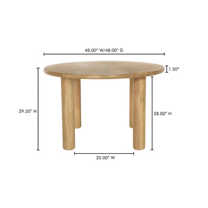 Moe's Milo Round Dining Table in Natural Oak