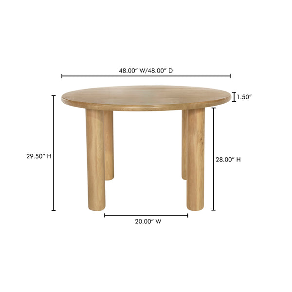 Moe's Milo Round Dining Table in Natural Oak