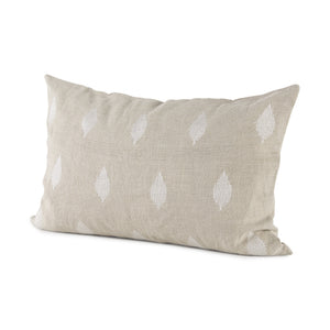 Enya 13L x 21W Beige and Cream Fabric Patterned Decorative Pillow Cover