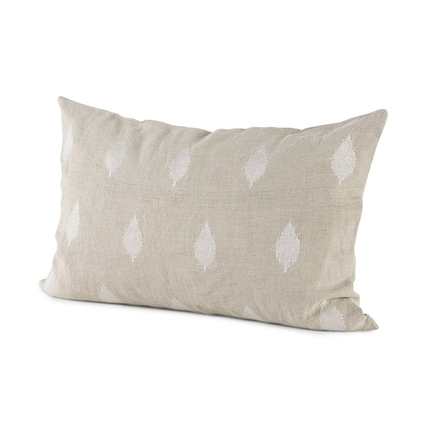 Enya 13L x 21W Beige and Cream Fabric Patterned Decorative Pillow Cover