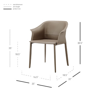 Callie Recycled Leather Dining Arm Chair, Light Mocha
