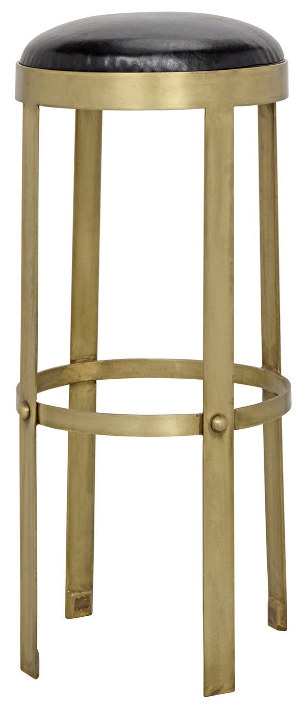 Prince Stool with Leather, Brass Finish
