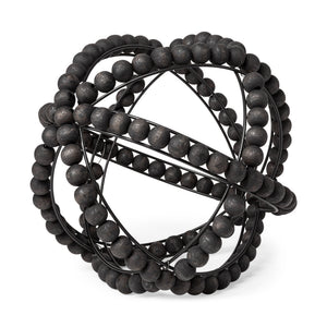 Earnhardt II Large 11L x 11W Black Wooden Beaded Orb