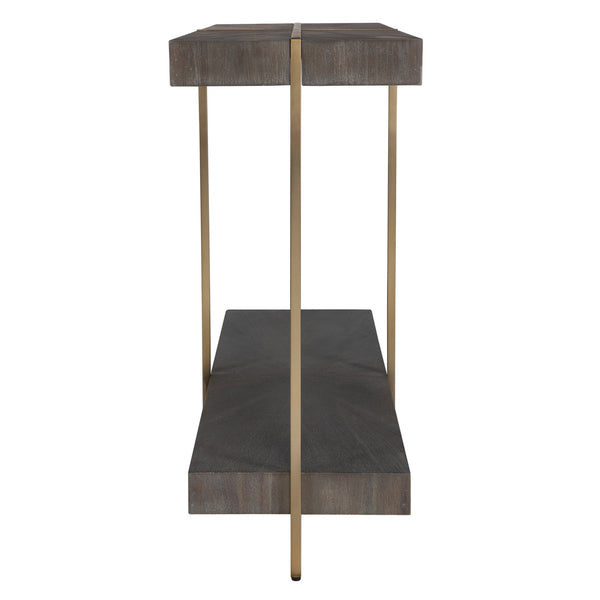 Taja Modern Brass / Wood Console Table