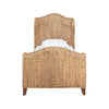 WINGED HEADBOARD AND FOOTBOARD WITH SIDE RAILS IN NATURAL WATER HYACINTH, TWIN SIZE