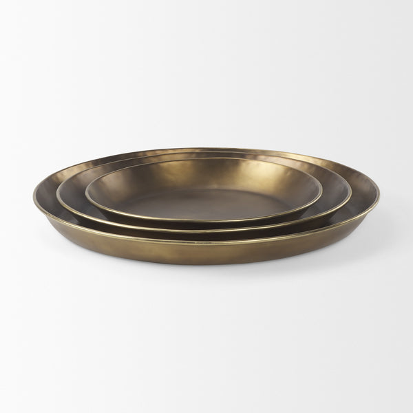 Eagan 24.0L x 24.0W x 2.0H Brass Aluminium Tray Large