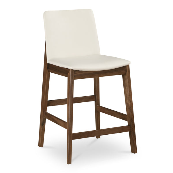 Deco Counter Stool in White with Walnut Frame