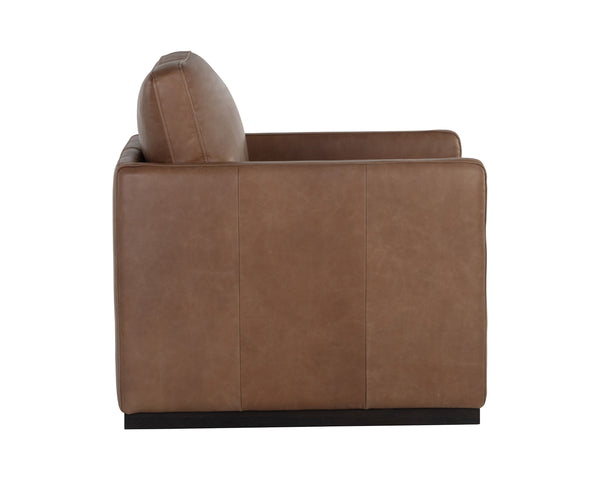 Portman Swivel Lounge Chair - Marseille Camel Leather