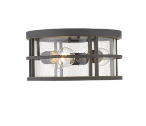 Jordan 3 Light Outdoor Flush Ceiling Mount Fixture in Oil Rubbed Bronze Finish