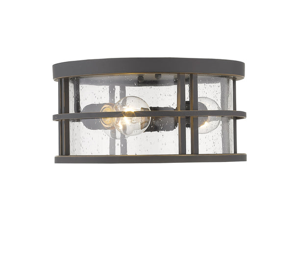 Jordan 3 Light Outdoor Flush Ceiling Mount Fixture in Oil Rubbed Bronze Finish