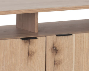 AMBROSE MODULAR MEDIA CONSOLE AND CABINET - RUSTIC OAK - BLACK