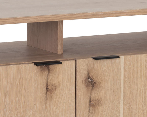AMBROSE MODULAR MEDIA CONSOLE AND CABINET - RUSTIC OAK - BLACK