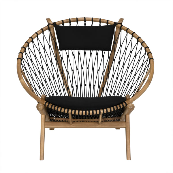 Mateo Bleached Teak Chair with Black Cotton Rope and Clear Coat Flat Finish
