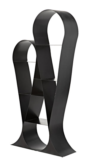 Zaha Industrial Steel Bookcase in Matte Black