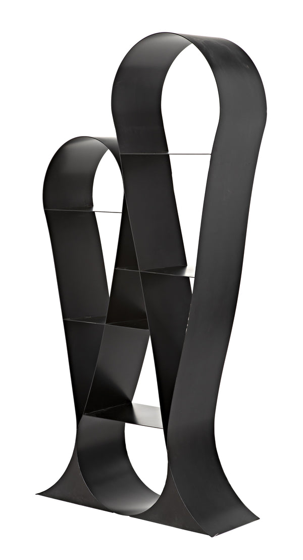 Zaha Industrial Steel Bookcase in Matte Black