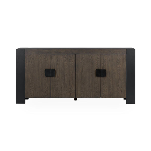 Deaven Solid Wood 4-Door Buffet - Toasted Brown