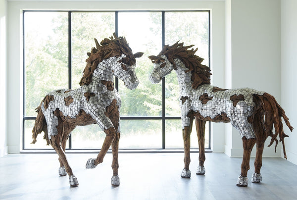 Mustang Horse Armored Sculpture, Galloping