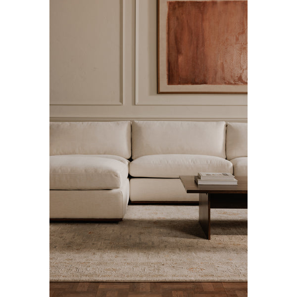 Moe's Rue Ottoman Off White with Feather-Top