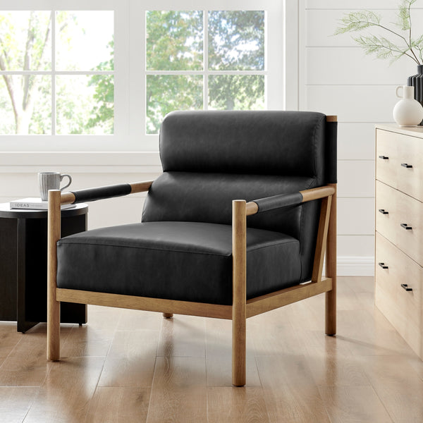 Olsen Faux Leather Accent Arm Chair, Casa Black