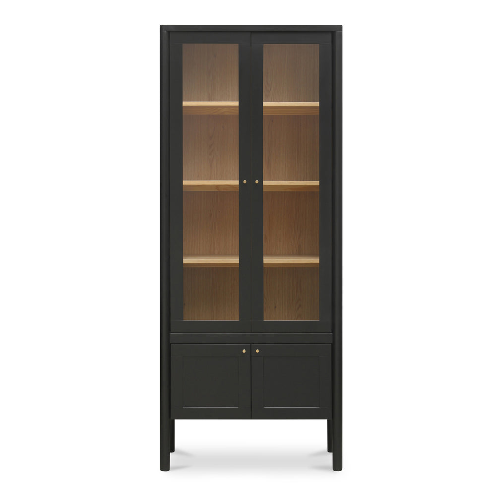Hannah Tall Cabinet Black with Glass Inserts