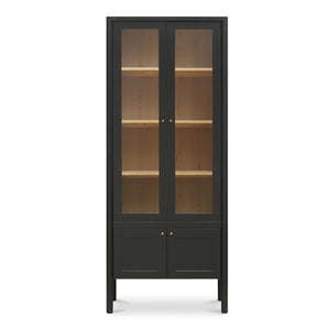 Hannah Tall Cabinet Black with Glass Inserts