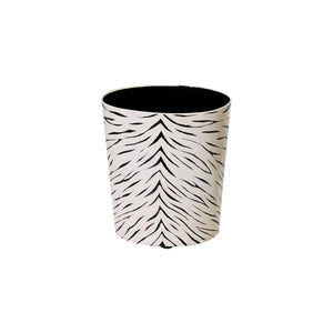 BLACK AND CREAM ANIMAL PRINT WASTEBASKET
