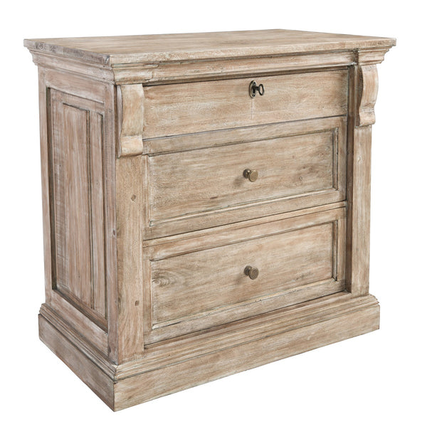 Adelaide Solid Wood 3-Drawer Nightstand in Natural Cream Wash
