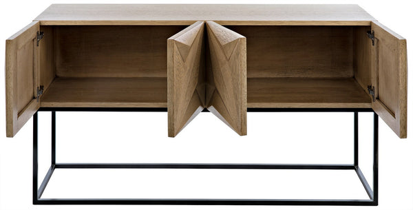 Zurich Bleached Walnut Console with Industrial Steel Frame