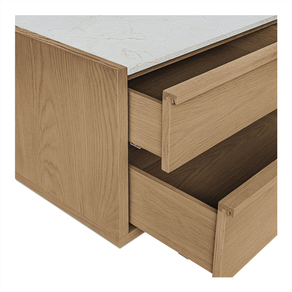 Ashcroft Nightstand Oak with Rosa Marble Top