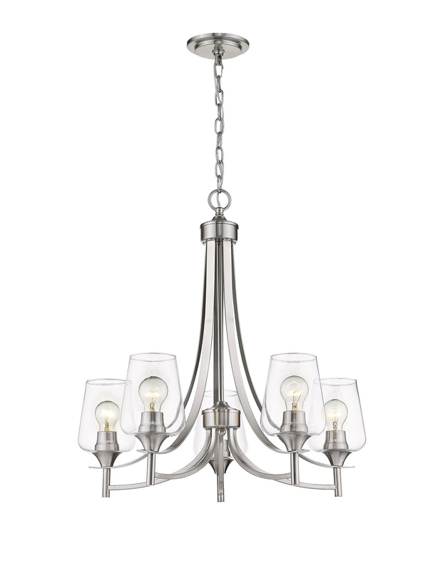 Joliet 5 Light Chandelier in Brushed Nickel Finish