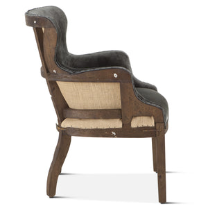 Elizabeth Gray Velvet Armchair with Exposed Frame and Solid Wood Legs