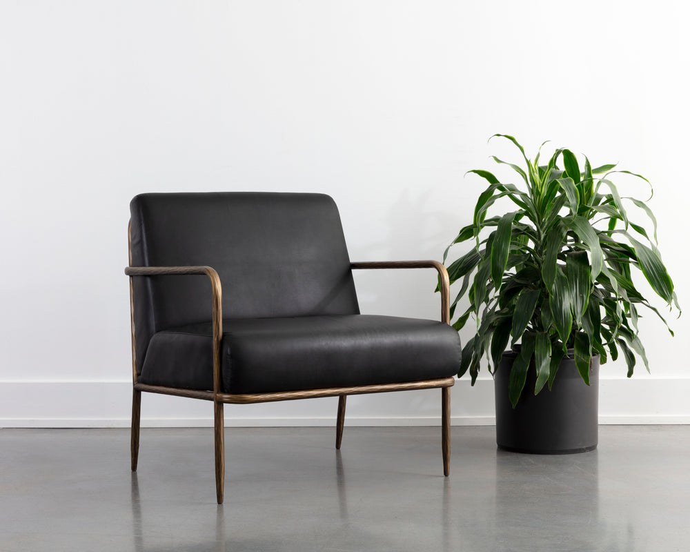 LATHAN LOUNGE CHAIR - CHARCOAL BLACK LEATHER
