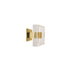 SQUARE ACRYLIC AND BRASS KNOB