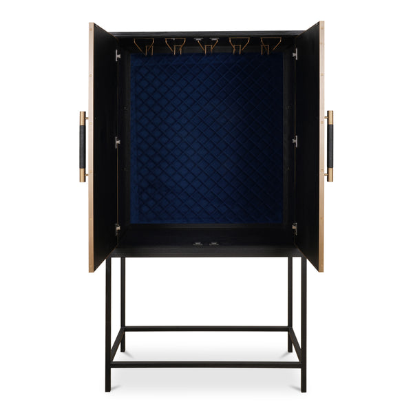 Mako Bar Cabinet with Brass Accents