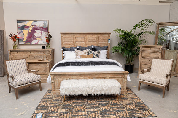 Adelaide Solid Wood Bed - Natural Cream Wash, Eastern King