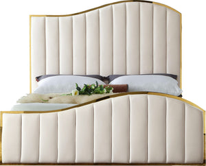 Ethel King Bed In Cream Velvet