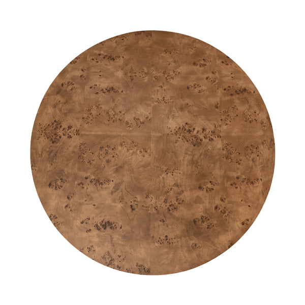 THICK TOP COFFEE TABLE WITH CROSS BASE IN DARK BURL WOOD
