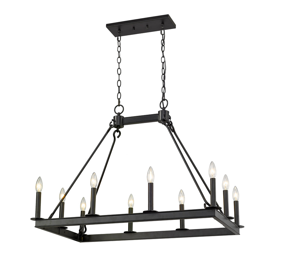 Barclay 10 Light Island/Billiard in Matte Black Finish