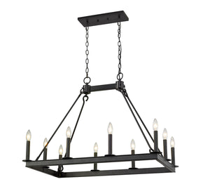 Barclay 10 Light Island/Billiard in Matte Black Finish