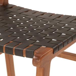 Chesapeake 19" Dining Chair, Nutmeg, Black Leather
